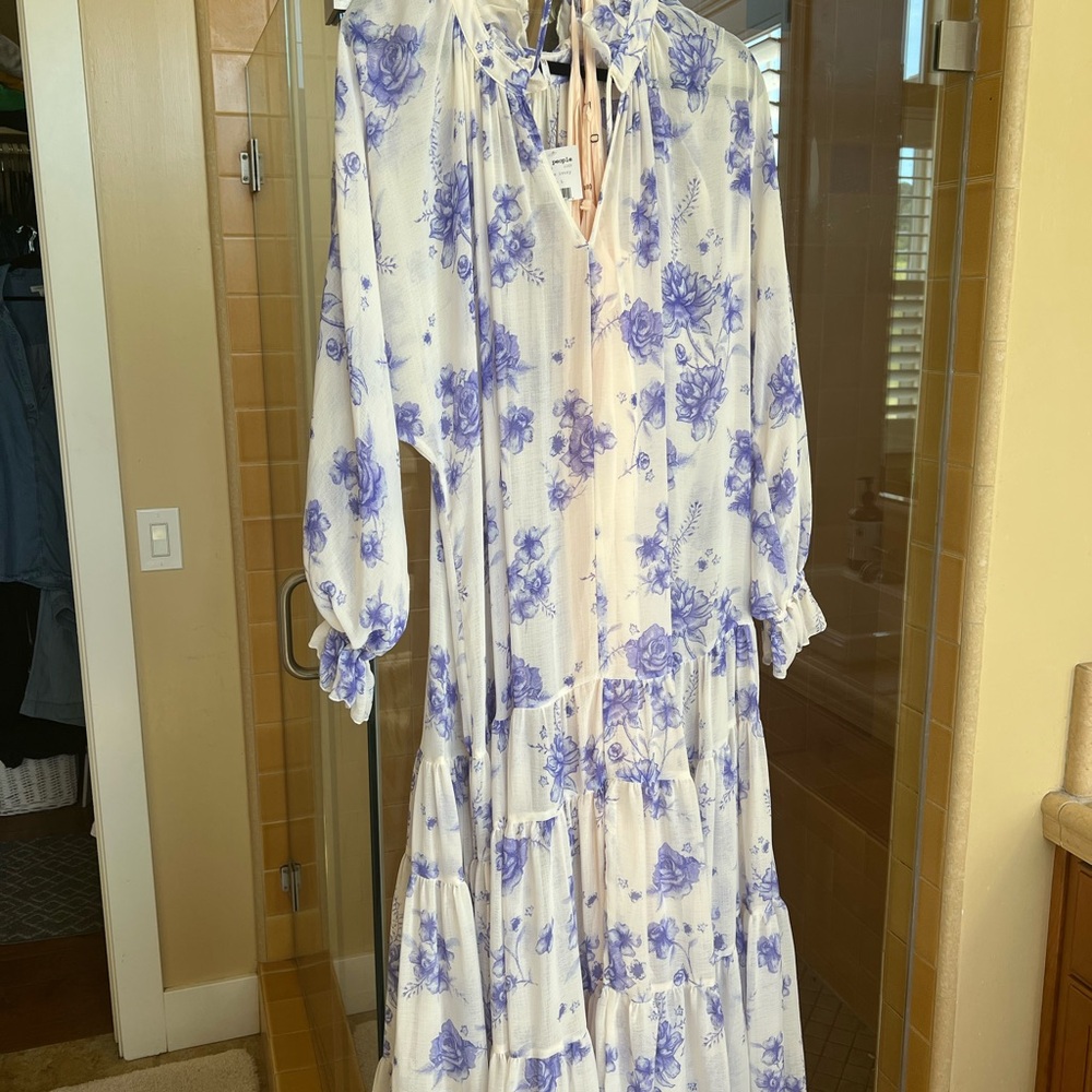 Free People NEW With tickets! Floral Purple and White Women's Dress